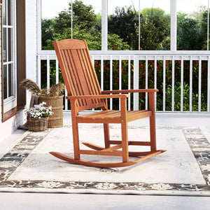 Selected solid wood for long-lasting durability<br>Soothing rocking allows you to relax in the great outdoors<br>Anti-rollover devices at the bottom for secure use<br>DIY your own rocking chair with different colors<br>104Â° high backrest and contoured se