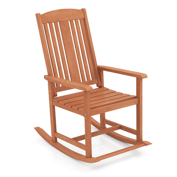 Selected solid wood for long-lasting durability<br>Soothing rocking allows you to relax in the great outdoors<br>Anti-rollover devices at the bottom for secure use<br>DIY your own rocking chair with different colors<br>104Â° high backrest and contoured se