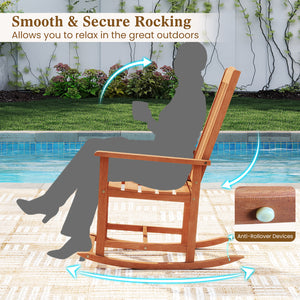Selected solid wood for long-lasting durability<br>Soothing rocking allows you to relax in the great outdoors<br>Anti-rollover devices at the bottom for secure use<br>DIY your own rocking chair with different colors<br>104Â° high backrest and contoured se