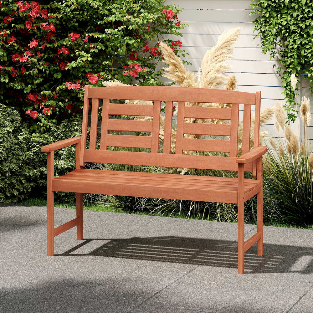 High-quality hardwood build ensures years of reliable outdoor use<br>Smooth  splinter-free finish maintains the wood's natural beauty<br>Gently angled 108Â° backrest provides optimal comfort and relaxation<br>Generously sized armrests offer extra support 