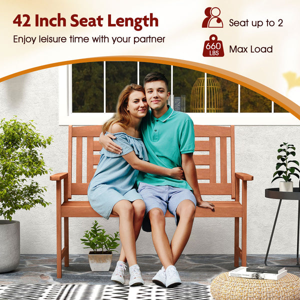 High-quality hardwood build ensures years of reliable outdoor use<br>Smooth  splinter-free finish maintains the wood's natural beauty<br>Gently angled 108Â° backrest provides optimal comfort and relaxation<br>Generously sized armrests offer extra support 