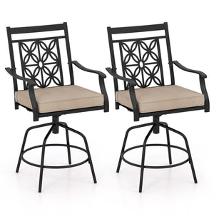 360 degree swivel function allows for convenient rotation to any direction<br>Soft and comfortable cushion provides cozy seating experience<br>Fixing buckles keep seat cushions securely attached to stools<br>Removable cover for easy cleaning and maintenan