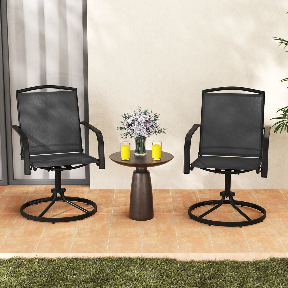 360Â° swivel seat allows you to enjoy unrestricted conversation<br>Gentle rocking motion offers added relaxation<br>High backrest and built-in armrests ensure cozy sitting posture<br>Breathable and quick drying seat ensure a sweat-free experience<br>Sturd