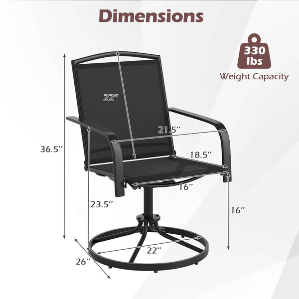 360Â° swivel seat allows you to enjoy unrestricted conversation<br>Gentle rocking motion offers added relaxation<br>High backrest and built-in armrests ensure cozy sitting posture<br>Breathable and quick drying seat ensure a sweat-free experience<br>Sturd