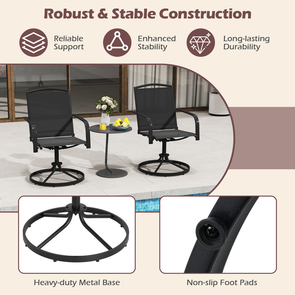 360Â° swivel seat allows you to enjoy unrestricted conversation<br>Gentle rocking motion offers added relaxation<br>High backrest and built-in armrests ensure cozy sitting posture<br>Breathable and quick drying seat ensure a sweat-free experience<br>Sturd