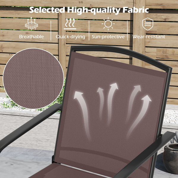 360Â° swivel seat allows you to enjoy unrestricted conversation<br>Gentle rocking motion offers added relaxation<br>High backrest and built-in armrests ensure cozy sitting posture<br>Breathable and quick drying seat ensure a sweat-free experience<br>Sturd