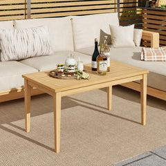 Made from durable natural teak wood that is wear-resistant for long-lasting use<br>No splinters design prevents any scratching on skin and clothing<br>Spacious slatted tabletop provides large storage space and easy drainage <br>Sturdy supportive feet and 