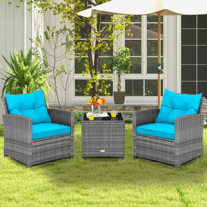 Including 1 table  2 chairs  2 seat cushions  2 back cushions and 1 Instruction<br>Please always keep cushions dry and avoid rain exposure<br>Soft seat and back cushions offer you more comfort<br>Zippered design makes the seat cushion cover easy to remove