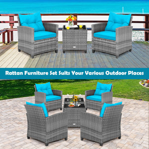 Including 1 table  2 chairs  2 seat cushions  2 back cushions and 1 Instruction<br>Please always keep cushions dry and avoid rain exposure<br>Soft seat and back cushions offer you more comfort<br>Zippered design makes the seat cushion cover easy to remove