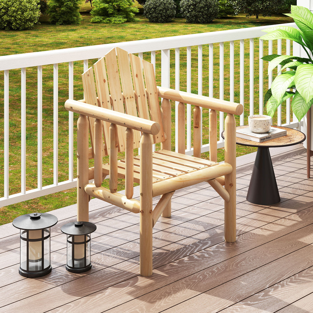 Adds natural elegance with a solid wood frame<br>Crafted with a smooth surface and rounded edges<br>Designed with a high back and comfy armrests<br>Reclined backrest offer comfortable support to your body<br>Suitable for various outdoor space  such as you