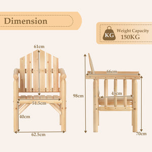 Adds natural elegance with a solid wood frame<br>Crafted with a smooth surface and rounded edges<br>Designed with a high back and comfy armrests<br>Reclined backrest offer comfortable support to your body<br>Suitable for various outdoor space  such as you