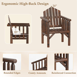 Adds natural elegance with a solid wood frame<br>Crafted with a smooth surface and rounded edges<br>Designed with a high back and comfy armrests<br>Reclined backrest offer comfortable support to your body<br>Suitable for various outdoor space  such as you