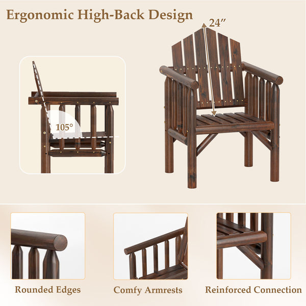 Adds natural elegance with a solid wood frame<br>Crafted with a smooth surface and rounded edges<br>Designed with a high back and comfy armrests<br>Reclined backrest offer comfortable support to your body<br>Suitable for various outdoor space  such as you