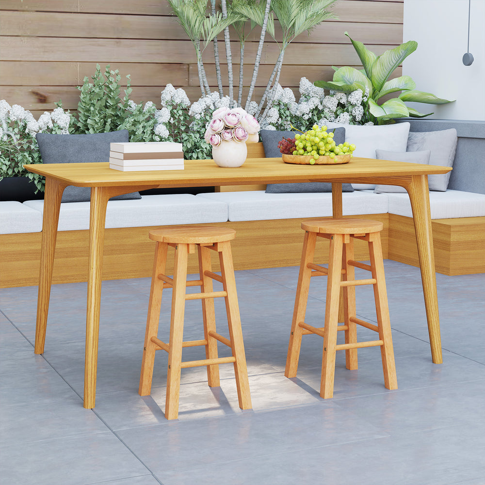 Natural wood material is sturdy  stable and built to last<br>Painted surface presents durability and smooth touch<br>Enjoy comfortable outdoor leisure time with round seat<br>Considerate footrest allows you rest in a relaxing posture<br>Natural wood finis