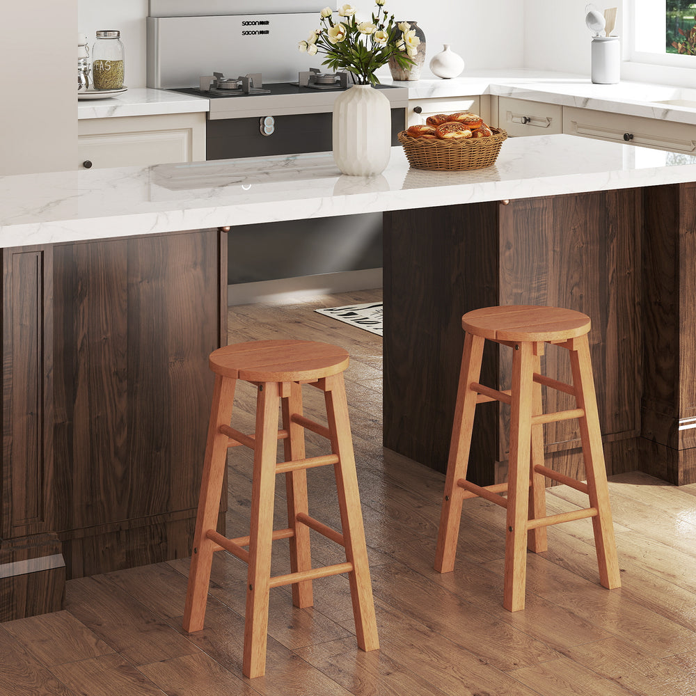 Natural wood material is sturdy  stable and built to last<br>Painted surface presents durability and smooth touch<br>Enjoy comfortable outdoor leisure time with round seat<br>Considerate footrest allows you rest in a relaxing posture<br>Natural wood finis