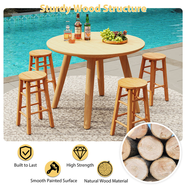 Natural wood material is sturdy  stable and built to last<br>Painted surface presents durability and smooth touch<br>Enjoy comfortable outdoor leisure time with round seat<br>Considerate footrest allows you rest in a relaxing posture<br>Natural wood finis