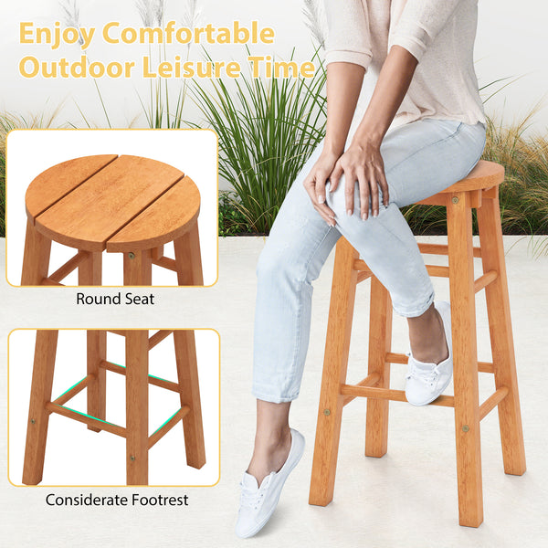 Natural wood material is sturdy  stable and built to last<br>Painted surface presents durability and smooth touch<br>Enjoy comfortable outdoor leisure time with round seat<br>Considerate footrest allows you rest in a relaxing posture<br>Natural wood finis