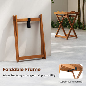 Solid wood construction for reliable support and natural beauty<br>Rich grain glows with natural beauty to add rustic charm to your space<br>Designed for easy carrying and convenient serving outdoors with removable tray<br>Side cut-out handles for great c