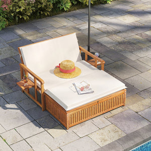 Â 4-level adjustable backrest meets your different relaxing demands<br>Â Acacia wood frame provides strong support and withstands the test of time<br>Â Both the loveseat and ottoman can load up to 360 kg<br>Â Cozy to sit with soft cushions and pillows<br>
