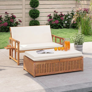 Â 4-level adjustable backrest meets your different relaxing demands<br>Â Acacia wood frame provides strong support and withstands the test of time<br>Â Both the loveseat and ottoman can load up to 360 kg<br>Â Cozy to sit with soft cushions and pillows<br>