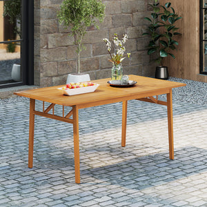 Crafted from 100% natural acacia wood  wear-resistant and reliable<br>Wide tabletop design  perfect for 4-6 guests  ideal for dining and socializing<br>1.97â€ Built-in umbrella hole with wooden cover<br>Classic rustic charm suits patios  backyards  garde
