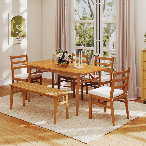 Crafted from 100% natural acacia wood  wear-resistant and reliable<br>Wide tabletop design  perfect for 4-6 guests  ideal for dining and socializing<br>1.97â€ Built-in umbrella hole with wooden cover<br>Classic rustic charm suits patios  backyards  garde