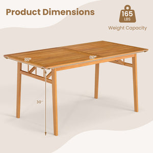 Crafted from 100% natural acacia wood  wear-resistant and reliable<br>Wide tabletop design  perfect for 4-6 guests  ideal for dining and socializing<br>1.97â€ Built-in umbrella hole with wooden cover<br>Classic rustic charm suits patios  backyards  garde