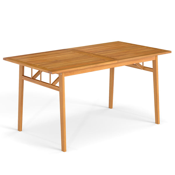 Crafted from 100% natural acacia wood  wear-resistant and reliable<br>Wide tabletop design  perfect for 4-6 guests  ideal for dining and socializing<br>1.97â€ Built-in umbrella hole with wooden cover<br>Classic rustic charm suits patios  backyards  garde
