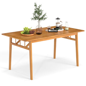Crafted from 100% natural acacia wood  wear-resistant and reliable<br>Wide tabletop design  perfect for 4-6 guests  ideal for dining and socializing<br>1.97â€ Built-in umbrella hole with wooden cover<br>Classic rustic charm suits patios  backyards  garde