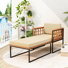 Acacia wood frame for more elegance and durability<br>Heavy-duty metal pipes offer excellent support<br>Adjustable footpads for higher stability<br>Comfortable to sit with soft cushions<br>Smooth zippers for easy removal and cleaning of cushion covers<br>