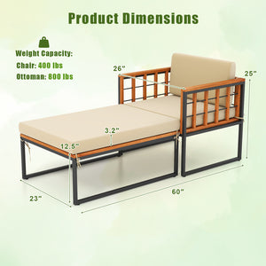 Acacia wood frame for more elegance and durability<br>Heavy-duty metal pipes offer excellent support<br>Adjustable footpads for higher stability<br>Comfortable to sit with soft cushions<br>Smooth zippers for easy removal and cleaning of cushion covers<br>