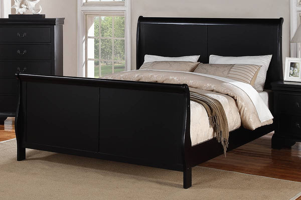 QUEEN LOUIS PHILLIPPE BED - BLACK