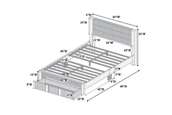 QUEEN BED W/ UNDERBED DRAWER