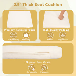 Ergonomic backrest is slightly inclined for relaxation<br>Additional armrests allow you to rest your arms naturally<br>2.5" thick seat cushion with a removable  washable zippered seat cover<br>Upholstered in premium polyester fabric that is skin-friendly 