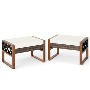 Can be used as footstools  extra seats  side tables for versatility<br>Hand-woven and sun-protective PE rattan blends longevity with beauty<br>Equipped with soft sponge-filled cushions for added comfort<br>Smooth zippers ensure easy cover removal as well 