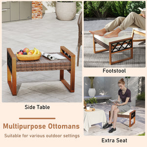 Can be used as footstools  extra seats  side tables for versatility<br>Hand-woven and sun-protective PE rattan blends longevity with beauty<br>Equipped with soft sponge-filled cushions for added comfort<br>Smooth zippers ensure easy cover removal as well 
