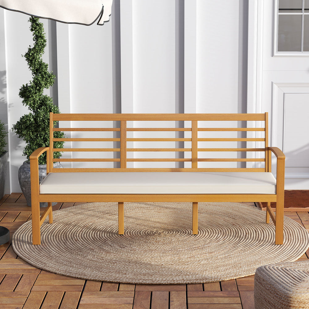 Seats up to 3 with extra wide sitting area<br>Load up to 1200 lbs with sturdy support<br>Made of premium acacia wood for extended use<br>Comfortable to sit with ergonomic backrest and armrests<br>Elastic seat cushion brings more coziness<br>Smooth zipper 