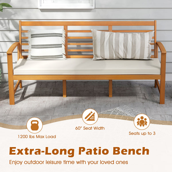 Seats up to 3 with extra wide sitting area<br>Load up to 1200 lbs with sturdy support<br>Made of premium acacia wood for extended use<br>Comfortable to sit with ergonomic backrest and armrests<br>Elastic seat cushion brings more coziness<br>Smooth zipper 