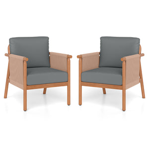 Boho-style woven rope armrests add natural aesthetic charm<br>High-strength acacia wood frame ensures lasting durability<br>Adjustable front foot pads ensure firmer placement<br>Reinforced crossbars under seat increase overall structural support<br>Thick 