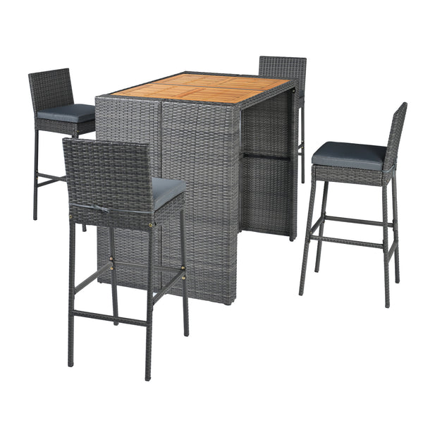 Delivery time may vary per box because of 2 boxes shipment<br>The second box includes all needed screws<br>Space-saving design by tucking bar stools under the table<br>Selected PE wicker for modern appearance and weather resistance<br>Come with solid bear