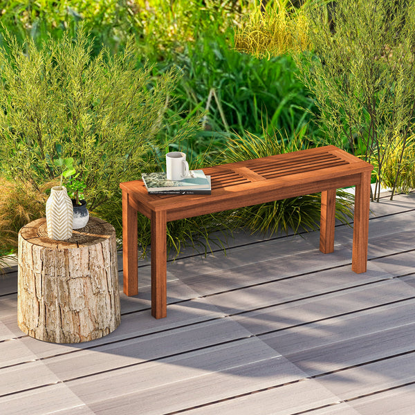 Solid wood construction for sturdiness and durability<br>Ventilated slatted seat provides a comfortable seating<br>Spacious seating area for up to 2 people <br>Easy-to-clean surface requires little maintenance<br>Bottom reinforced wood strips for better s