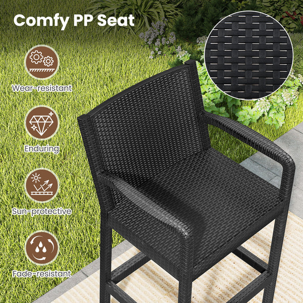 Wide PP seat is sun-protective and fade-resistant<br>Curved backrest and integrated armrests for cozy sitting experience<br>Heavy-duty metal frame is built with strength and stability <br>Reinforced connection and protective pads for reliable construction
