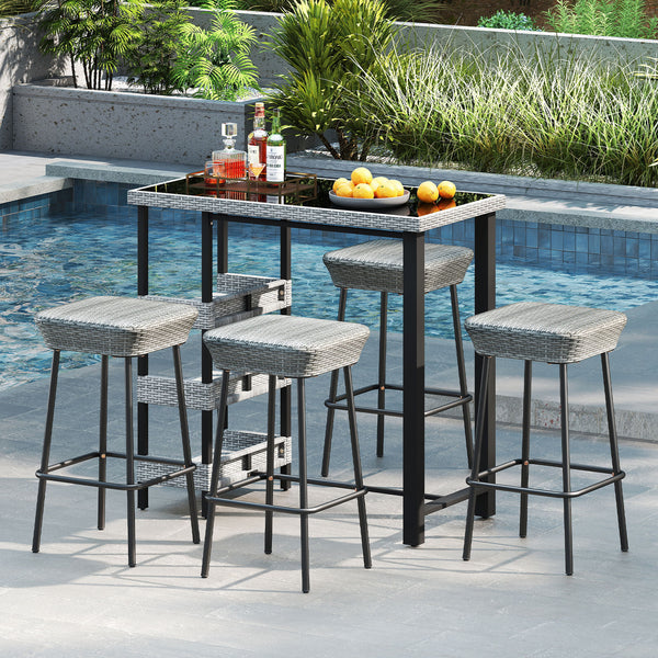 Â Appealing rattan seat showcases extended natural elegance<br>Â Sturdy metal frame ensures long service life and strong support<br>Â Each barstool can support up to 400 lbs<br>Â Reinforced screw connection and adjustable footpads for higher stability<br>