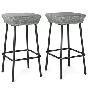 Â Appealing rattan seat showcases extended natural elegance<br>Â Sturdy metal frame ensures long service life and strong support<br>Â Each barstool can support up to 400 lbs<br>Â Reinforced screw connection and adjustable footpads for higher stability<br>