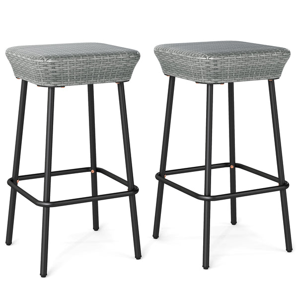 Â Appealing rattan seat showcases extended natural elegance<br>Â Sturdy metal frame ensures long service life and strong support<br>Â Each barstool can support up to 400 lbs<br>Â Reinforced screw connection and adjustable footpads for higher stability<br>