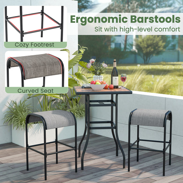 Sturdy metal frame supports up to 400 lbs<br>Curved seat makes you sit with high-level comfort<br>Premium fabric resists tears and fading<br>Breathable and quick-drying seat suits for outdoor use<br>Screw-in crossbar reinforces overall stability<br>Sleek 