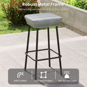 Â Appealing rattan seat showcases extended natural elegance<br>Â Sturdy metal frame ensures long service life and strong support<br>Â Each barstool can support up to 400 lbs<br>Â Reinforced screw connection and adjustable footpads for higher stability<br>