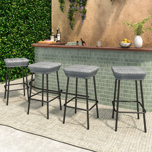 Â Appealing rattan seat showcases extended natural elegance<br>Â Sturdy metal frame ensures long service life and strong support<br>Â Each barstool can support up to 400 lbs<br>Â Reinforced screw connection and adjustable footpads for higher stability<br>
