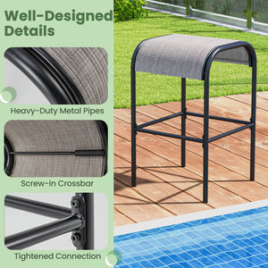 Sturdy metal frame supports up to 400 lbs<br>Curved seat makes you sit with high-level comfort<br>Premium fabric resists tears and fading<br>Breathable and quick-drying seat suits for outdoor use<br>Screw-in crossbar reinforces overall stability<br>Sleek 