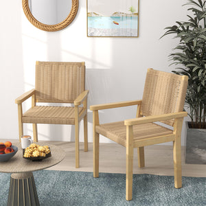 Spacious seat will relieve your fatigue and stress <br>Super sturdy with 400 lbs max load <br>Premium rubber wood frame offers strong support <br>Elegant and durable woven paper rope offers you a better sitting experience <br>Anti-slip footpads improve th